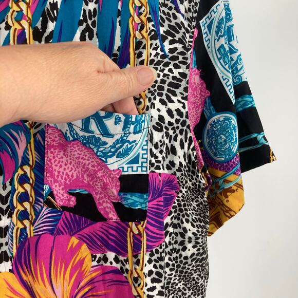 Reason Design Multi All Over Print Button Short Sleeve Shirt Men’s Medium NEW - Picture 3 of 14